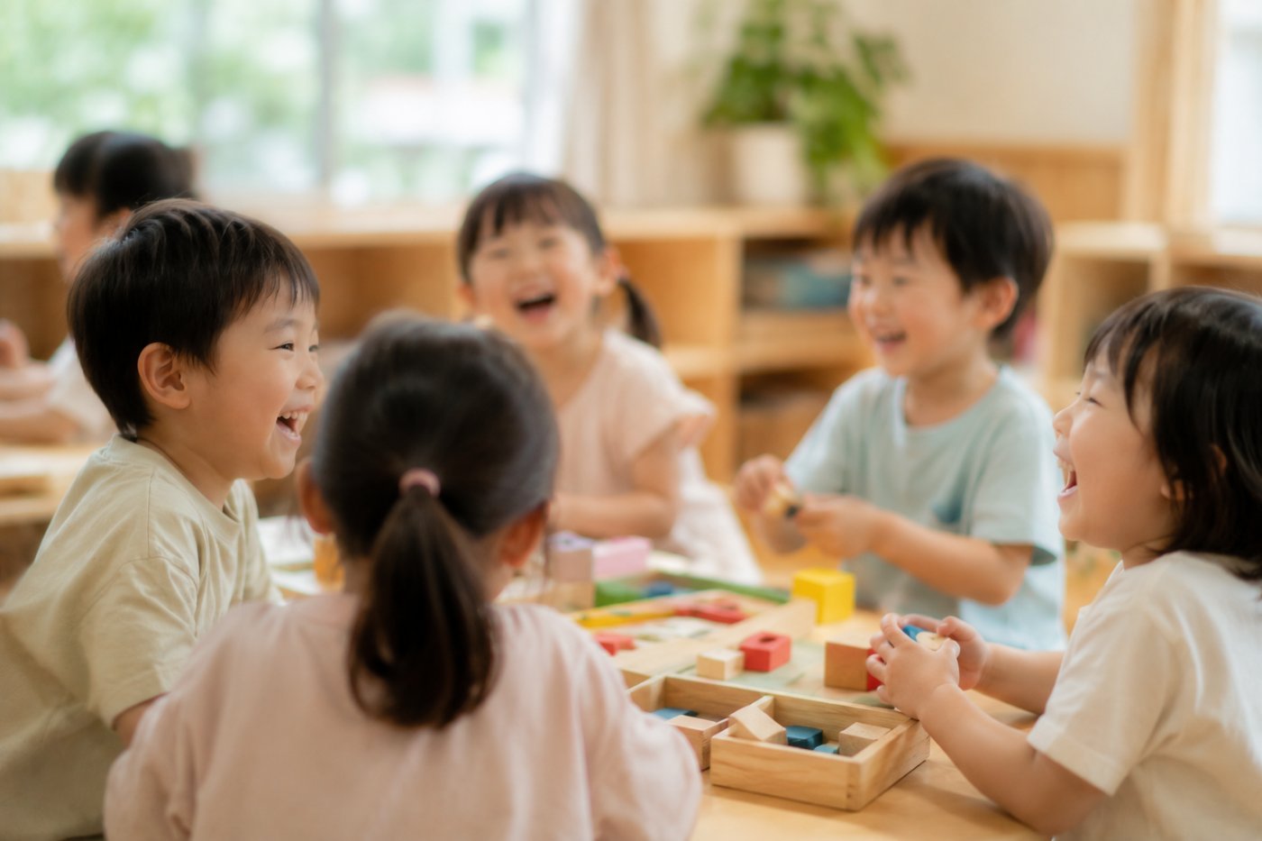 クラスで笑い合う子どもたち